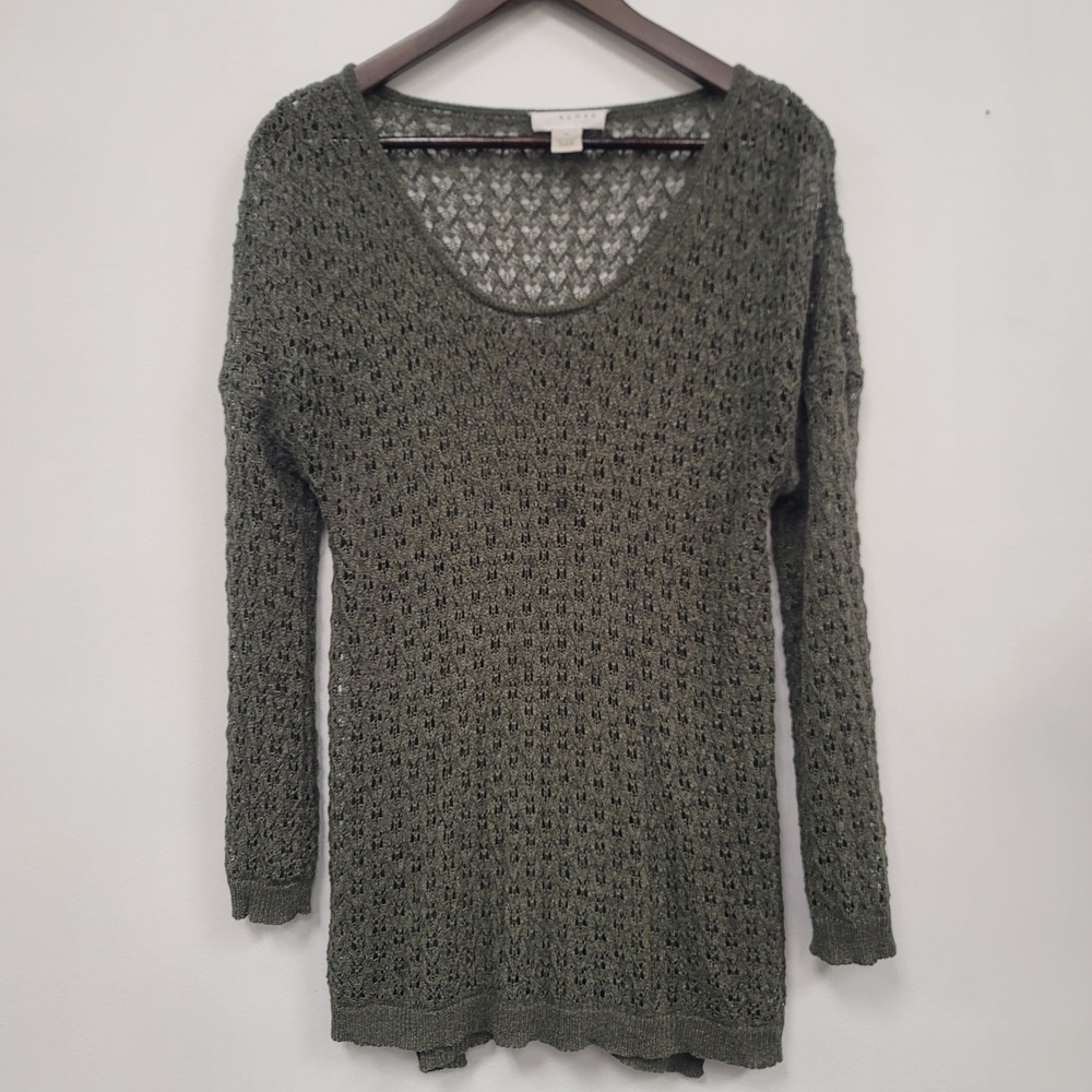 Kenar Y2K Open Knit Green Fairy Grunge Sweater Size M Whimsigoth Earthy Relaxed‎